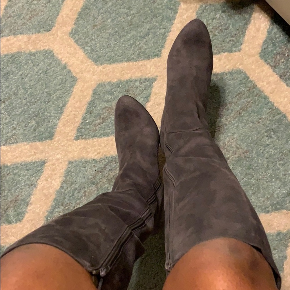 Tall grey suede/fabric  boots